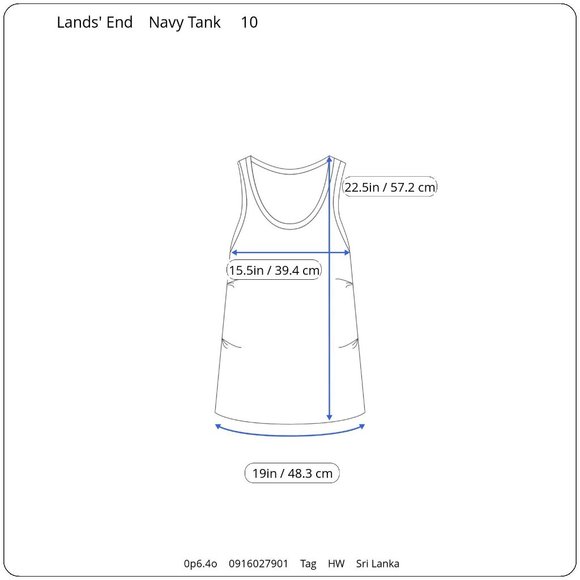 Lands End Womens Tankini Top 10 Solid Color Navy Blue Padded Wire Free Bra - Picture 9 of 9